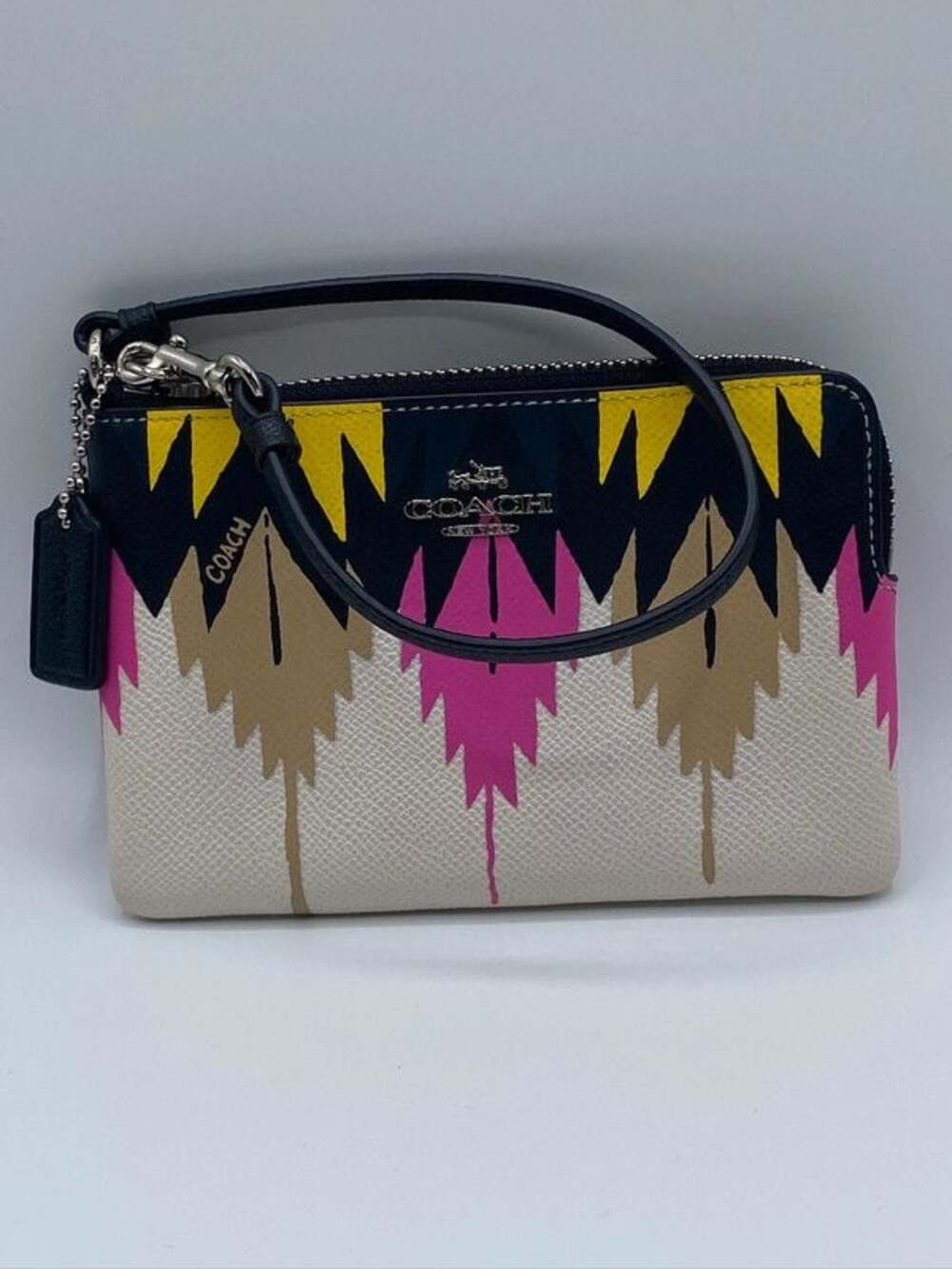 Coach Cross Grain Hawk Feather Wristlet Multicolor